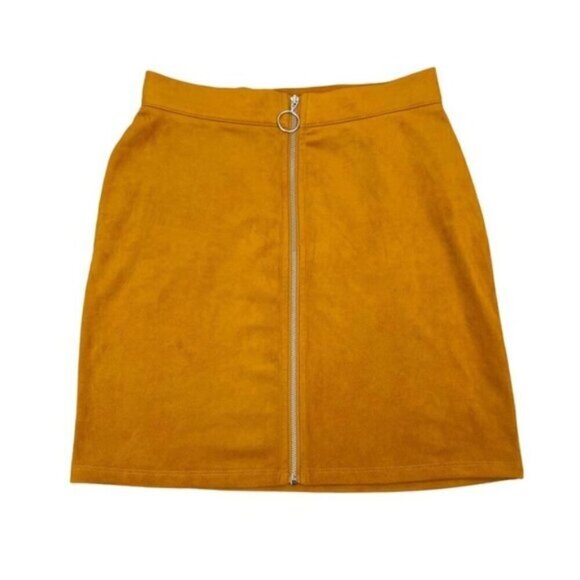 Guess Womens Faux Suede Mini Skirt Size XS Mustard Yellow - Picture 3 of 5